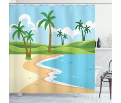 Coast with Grass Palm Shower Curtain