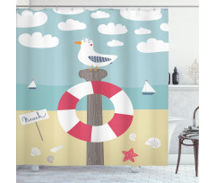 Seagull Sits on Pole Shower Curtain