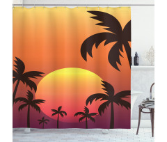 Sunset with Palms Art Shower Curtain