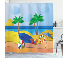 Paper Cut Art Seaside Shower Curtain