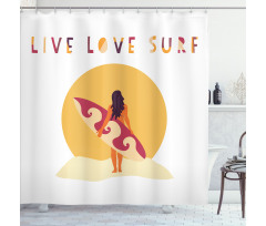 Live Love Surf Girl Shower Curtain