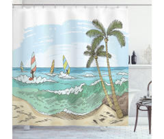 Windsurfing Sketch Shower Curtain