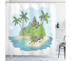 Island Doodle Botany Shower Curtain