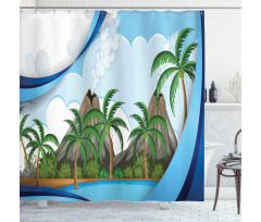 Exotic Volcano Island Shower Curtain