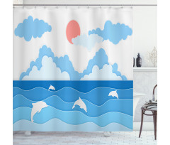 Seascape Art Dolphins Shower Curtain