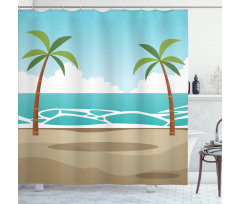 Ocean and Palm Trees Shower Curtain