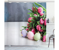 Tulips Easter Eggs Shower Curtain