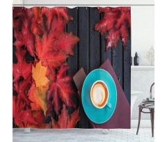 Coffee Fall Leaves Shower Curtain