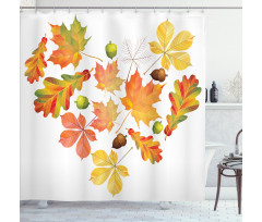 Leaves Acorns Heart Shower Curtain