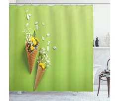 Flowers in Cones Shower Curtain