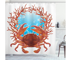Seashells and Red Coral Shower Curtain