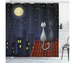 Cats on the Roof Valentines Shower Curtain