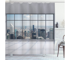 Big Window Downtown View Shower Curtain