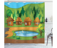 Huts Pond in Woods Shower Curtain