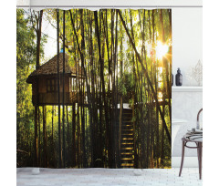 Hut in Idyllic Forest Shower Curtain