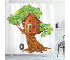 Wooden Home on Branches Shower Curtain