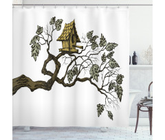 Bird Home and Branch Shower Curtain