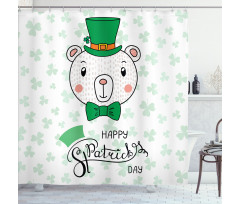 Bear with Leprechaun Hat Bow Shower Curtain
