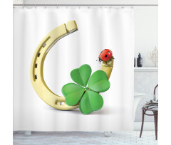 Horseshoe Ladybug Shamrock Shower Curtain