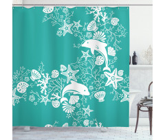 Dolphins and Flowers Shower Curtain