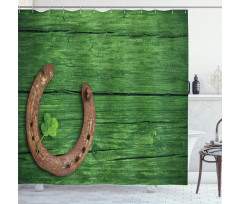 Rusty Horseshoe Shamrock Shower Curtain