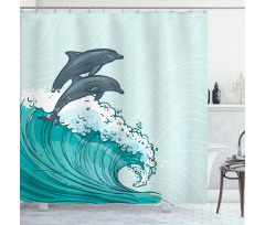 Sea Waves Sketch Art Shower Curtain