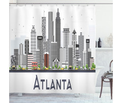 Seyahat Duş Perdesi Modern Atlanta Panoramik Şehir Manzarası