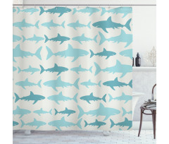 Swimming Sharks in Sea Shower Curtain