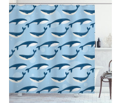 Cartoon Whale Nautical Shower Curtain