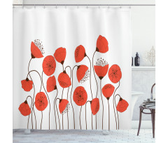 Summer Poppy Flowers Shower Curtain
