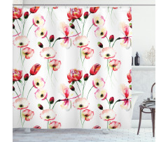 Poppy Flowers Branches Shower Curtain