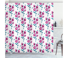 Poppies Leaves Buds Shower Curtain