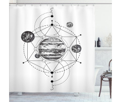 Modern Geometric Planets Shower Curtain