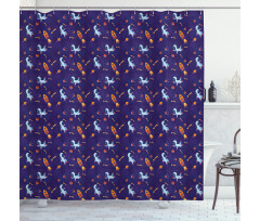 Astronauts Planets on Space Shower Curtain