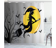 Witch Flies on Full Moon Shower Curtain