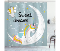 Unicorn on Crescent Shower Curtain