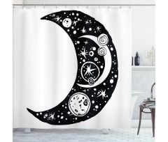 Crescent Doodle Shower Curtain