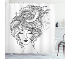 Modern Woman Starry Hair Shower Curtain