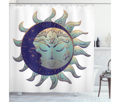 Boho Sun and Crescent Shower Curtain