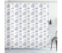 Vessels Watercolor Sketch Shower Curtain