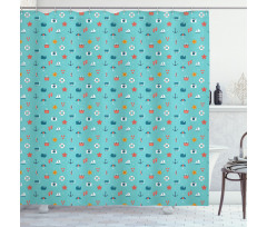 Starfish Anchor Sailboat Shower Curtain