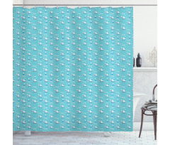 Seagulls Sailboats Waves Shower Curtain