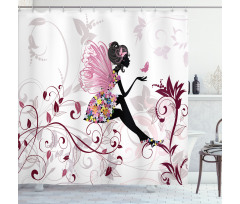 Flower Fairy Butterflies Shower Curtain