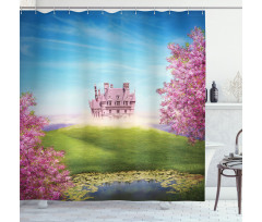 Fairy Castle Cheery Blooms Shower Curtain