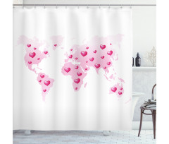 Global Dots Heart Love Shower Curtain