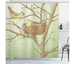 Tree Animals Spring Woods Shower Curtain