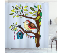 Flying Animal Tree Art Shower Curtain