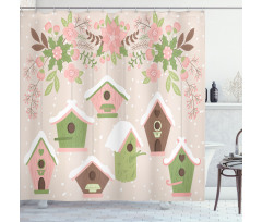 Pastel Floral Snow Nest Shower Curtain