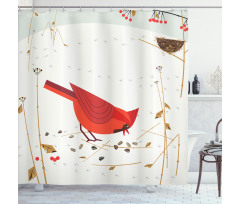 Red Cardinal in Autumn Shower Curtain