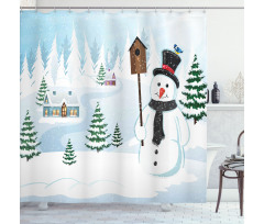 Frosty Holds Nest Graphic Shower Curtain